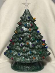 Handcrafted Ceramic Christmas Tree Bluegrass Mantle Decor