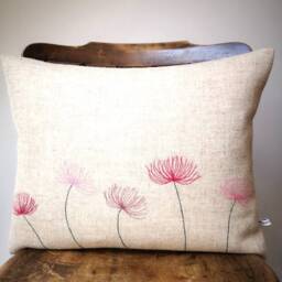 Hand Crafted Harris Tweed Floral Embroidered Cushion Cover - thumbnail 2