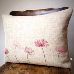 Hand Crafted Harris Tweed Floral Embroidered Cushion Cover - thumbnail 3