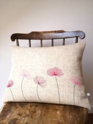 Hand Crafted Harris Tweed Floral Embroidered Cushion Cover - thumbnail 1