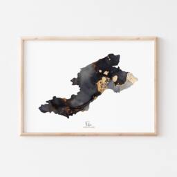 Fife Map Black & Gold Wall Art Print - Scotland United Kingdom Great Britain - thumbnail 2