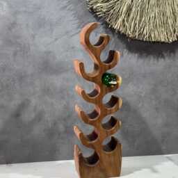 Handmade Teak Wood Wine Rack Rustic Floor Bottle Holder - thumbnail 2