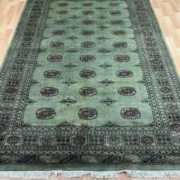 5.6x8 Pistachio Green 3 Ply Bokhara Rug - 1.70x2.50 Triple Pile Bedroom Turkish Extra Thick Afghan - thumbnail 2