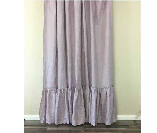 Orchid Linen Shower Curtain With Mermaid Long Ruffles, Sophisticated Lavender Purple Linen, Custom Size Extra Long, Wide - image 1