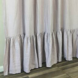 Orchid Linen Shower Curtain With Mermaid Long Ruffles, Sophisticated Lavender Purple Linen, Custom Size Extra Long, Wide - thumbnail 3