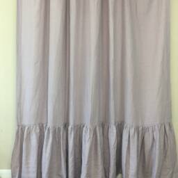 Orchid Linen Shower Curtain With Mermaid Long Ruffles, Sophisticated Lavender Purple Linen, Custom Size Extra Long, Wide - thumbnail 2