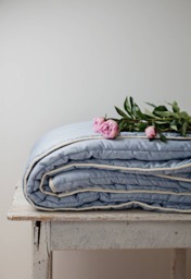 Blue Queen Wool Filled Duvet Organic Cotton Sateen Covered Comforter - Us Duty Paid