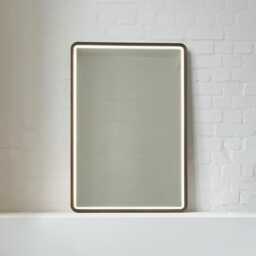 Quadris??? Front Illuminated Rectangular Mirror With Bronze Patina Mitred Frame
