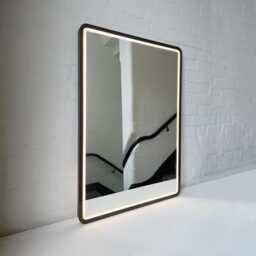 Quadris??? Front Illuminated Rectangular Mirror With Bronze Patina Mitred Frame - thumbnail 2
