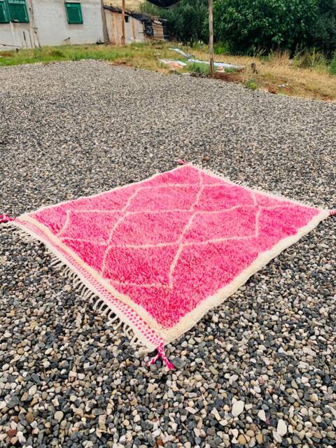 Pink Shag Rug, Moroccan Berber Tribal Soft Wool Rug, Large Area Rug - image 1
