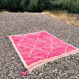 Pink Shag Rug, Moroccan Berber Tribal Soft Wool Rug, Large Area Rug - thumbnail 2