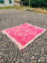 Pink Shag Rug, Moroccan Berber Tribal Soft Wool Rug, Large Area Rug - thumbnail 1