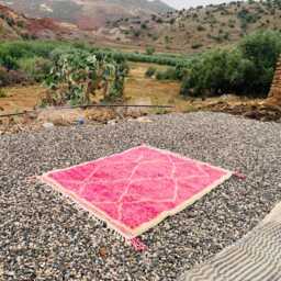 Pink Shag Rug, Moroccan Berber Tribal Soft Wool Rug, Large Area Rug - thumbnail 3