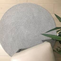 Gray Circle Rug Crochet Round Round Door Carpet Small Area Living Room Bedroom Kids Gray Mat - thumbnail 2