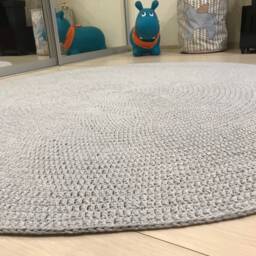 Gray Circle Rug Crochet Round Round Door Carpet Small Area Living Room Bedroom Kids Gray Mat - thumbnail 3