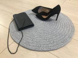 Gray Circle Rug Crochet Round Round Door Carpet Small Area Living Room Bedroom Kids Gray Mat