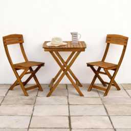 Wooden Folding Bistro Set Patio Table With Chairs, Space Saving Garden Furniture - thumbnail 3