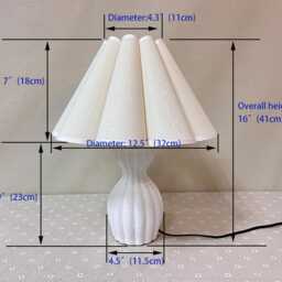 Handmade Ceramic Table Lamp Cream Fabric Shade, Modern Bedside Light - thumbnail 2