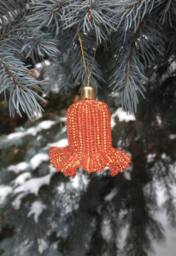 Beaded Bell, Christmas Decoration For The Tree, A Gift, New Year's Handicraft, Home - thumbnail 1