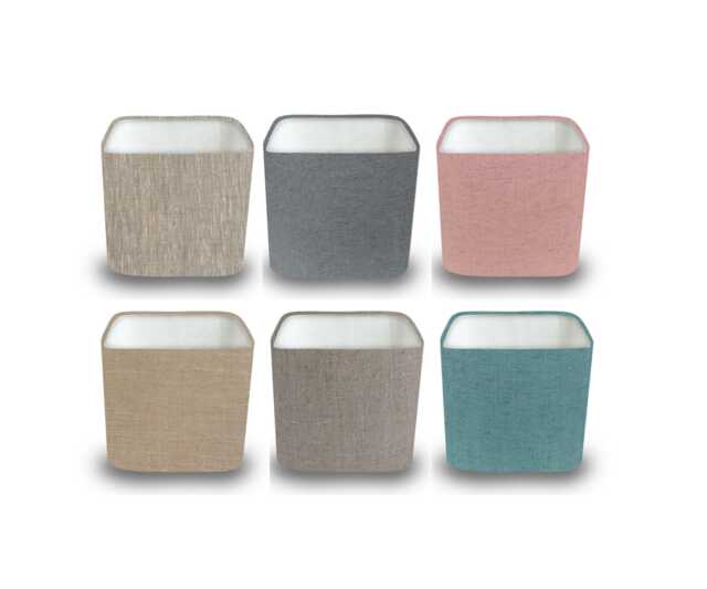 Handmade Plain Linen Rounded Square Lampshade, Table/Ceiling, Modern Home Interior Decor, Made in Uk, Unique, Florenzo Spa Blue, Dusky Pink - image 1