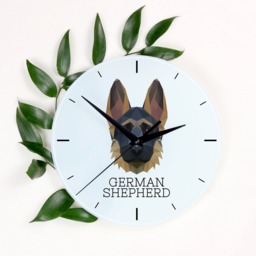 A Clock With A German Shepherd Dog. New Collection The Geometric Dog