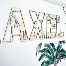 Safari Name Sign - Wooden Animal Letters- Personalised Custom Decor Theme Wall Art Jungle Bedroom - thumbnail 1