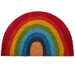 Natural Coir Door Mat 40 X 60cm Pride Lgbtq+ Welcome Rug Rainbow Unicorn Heart Multicoloured Print - thumbnail 2
