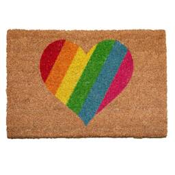 Natural Coir Door Mat 40 X 60cm Pride Lgbtq+ Welcome Rug Rainbow Unicorn Heart Multicoloured Print - thumbnail 3