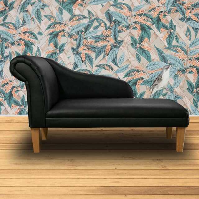 Black Genuine Leather Chaise Longue - Indoor Sofa Lounger Handmade in Britain - image 1