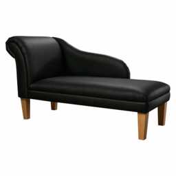Black Genuine Leather Chaise Longue - Indoor Sofa Lounger Handmade in Britain - thumbnail 2