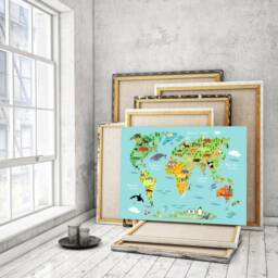 Animal World Map Canvas For Kids Large Boy's Room Wall Art - thumbnail 2