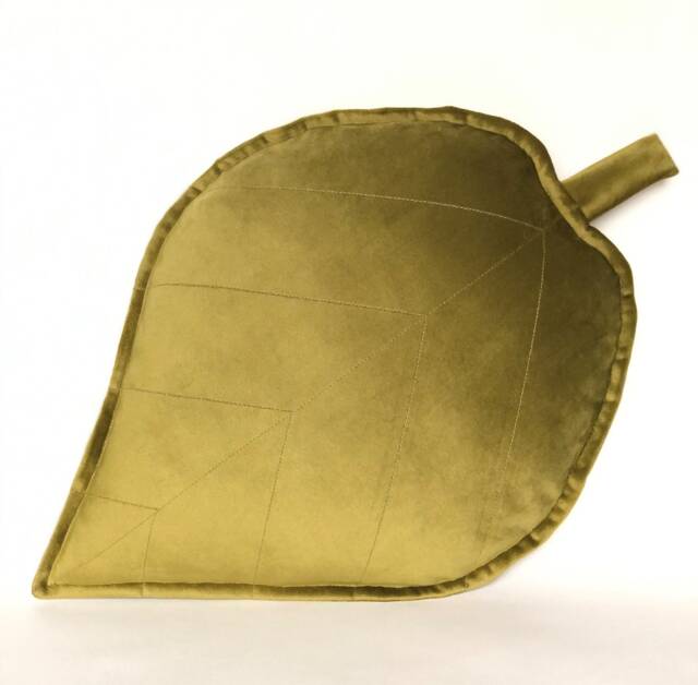 Olive Green Velvet Leaf Pillow Woodland Nursery Decor - image 1