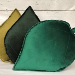 Olive Green Velvet Leaf Pillow Woodland Nursery Decor - thumbnail 3