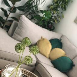 Olive Green Velvet Leaf Pillow Woodland Nursery Decor - thumbnail 2