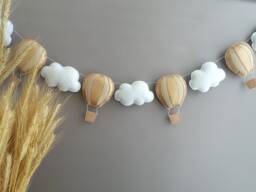 Hot Air Balloon Garland Felt For Monochrome Nursery Wall Decor Kids Room Adventure Wall Garlands Travel - thumbnail 1