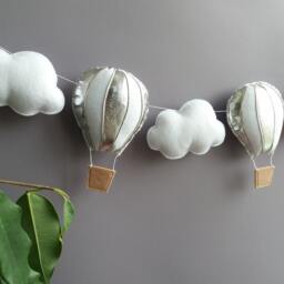 Hot Air Balloon Garland Felt For Monochrome Nursery Wall Decor Kids Room Adventure Wall Garlands Travel - thumbnail 3