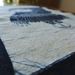 Vintage Batik , Abstract Painting , Tapestry, Table Matt, The Miao Child, Good Luck, Indigo Wall Hanging - thumbnail 4