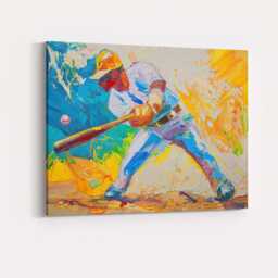 Vibrant Baseball Batter Modern Expressionist Sports Art Canvas Wall Print Decor Picture Ready To Hang - thumbnail 4