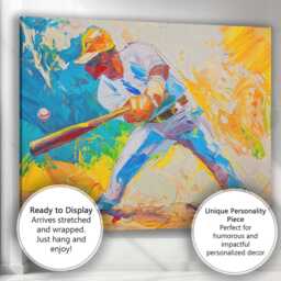 Vibrant Baseball Batter Modern Expressionist Sports Art Canvas Wall Print Decor Picture Ready To Hang - thumbnail 3