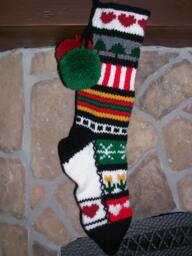 Hand Knit Christmas Stocking Sampler Snowflakes Hearts Trees Flowers Candy Cane Stripe By Santa's Works