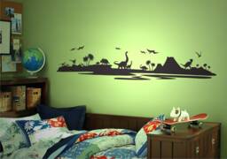 Dinosaur Landscape Scene - Wall Sticker Children's Bedroom Nursery Vinyl Transfer - thumbnail 1