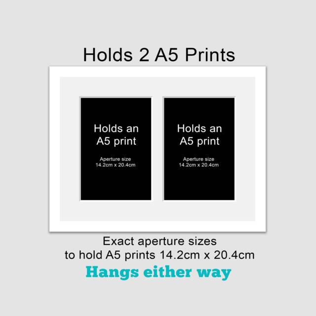 A5 Multi Photo Frame - White Wood, Holds 2 Prints - image 1