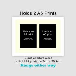 A5 Multi Photo Frame - White Wood, Holds 2 Prints - thumbnail 2