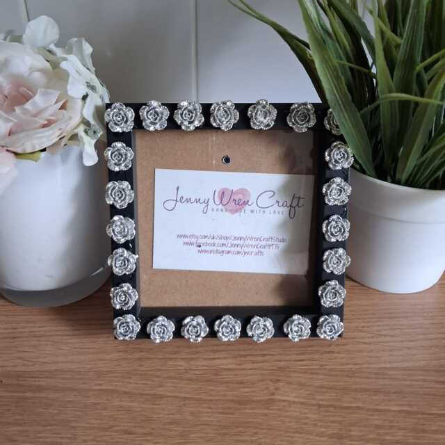 Silver Acrylic Rose Square Photo Frame 4 X Inches - image 1