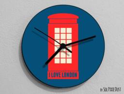 I Love London Red Telephone Wall Clock