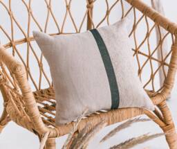 Color Block Pillow Cover, Neutral Color Linen Case, Black Cushion Zippered Pillowcase, Decorative - thumbnail 1