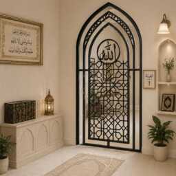 Islamic Arch Wall Art With Allah Calligraphy - Led Backlit Mihrab Design Modern Muslim Home Decor Custom Size & Finish - thumbnail 3