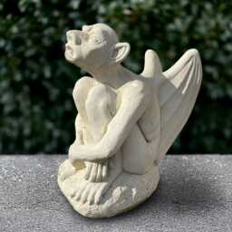 Large Gargoyle Sculpture Concrete Sitting Monster Statue Outdoor Guardian Figurine Handmade Demon Lover Gift Yard Art - thumbnail 2