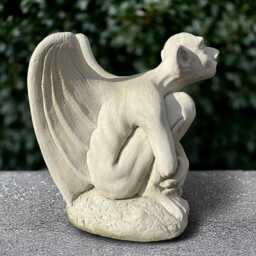 Large Gargoyle Sculpture Concrete Sitting Monster Statue Outdoor Guardian Figurine Handmade Demon Lover Gift Yard Art - thumbnail 1