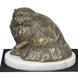 Persian Cat, White Marble Base Statue, Limited Edition, Artdog - thumbnail 2